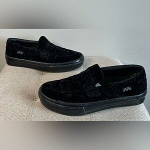 Vans Skate Style 53 Lo Top Sneakers Black Crushed Velvet Men’s 6.5 / Womens 8
